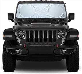 img 4 attached to Protect Your Jeep From Heat With Magnelex Windshield Sun Shade & Bonus Steering Wheel Sun Shade - 240T Reflective Fabric For Effective Sunlight Blockage And Foldable Design For Easy Storage