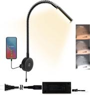 vst dimmable reading light with usb charging ports, wall mounted, flexible led light fixture, ideal for camp, van, boat, and motorhome - dc 12v 1.6w, 3 color temperature options: 2700k, 4000k, 6500k (black) logo