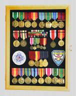 military medals display case shadowbox cabinet w/ lockable pinnable background - badges, patches, insignia, ribbons & flag логотип