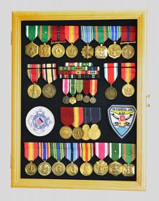 img 3 attached to Витрина для военных медалей Shadowbox Cabinet W / Lockable Pinnable Background - значки, нашивки, знаки отличия, ленты и флаг