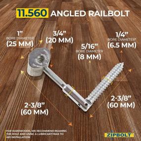 img 3 attached to Zipbolt Angled Handrail To Newel Post Connector — 11.560 Angled Staircase Railbolt For Lower Connection Acute Angle Post Fastener, Easy Installation For Residential And Commercial Use — 5 Double Packs