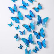 🦋 blue butterfly wall decals - 36pcs 3d butterflies decor for removable mural stickers, ideal home decoration for kids room and bedroom логотип