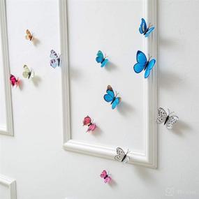 img 2 attached to 🦋 Blue Butterfly Wall Decals - 36PCS 3D Butterflies Decor for Removable Mural Stickers, Ideal Home Decoration for Kids Room and Bedroom