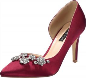 img 4 attached to Elegant ERIJUNOR Pointy Toe Mid Heels Pumps With Rhinestones For Evening Party D’Orsay Satin Shoes Women