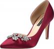 elegant erijunor pointy toe mid heels pumps with rhinestones for evening party d’orsay satin shoes women logo