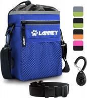 dog training bag: treat pouch for small to large dogs, tote carry kibble snacks toys, metal clip & poop bag dispenser - blue/black logo