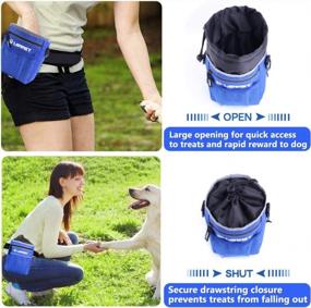 img 2 attached to Dog Training Bag: Treat Pouch For Small To Large Dogs, Tote Carry Kibble Snacks Toys, Metal Clip & Poop Bag Dispenser - Blue/Black