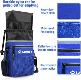 img 3 attached to Dog Training Bag: Treat Pouch For Small To Large Dogs, Tote Carry Kibble Snacks Toys, Metal Clip & Poop Bag Dispenser - Blue/Black