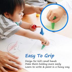 img 3 attached to 12 Color Toddler Palm Grip Crayons By GiBot - Safe And Stackable Finger Paint Crayon Sticks For Boys And Girls