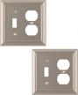 sleeklighting pack of 2wall plate outlet switch covers by sleeklighting-decorative satin nickel-variety of styles: decorator/duplex/toggle / & combo-size: 2 gang combo toggle and receptacle logo