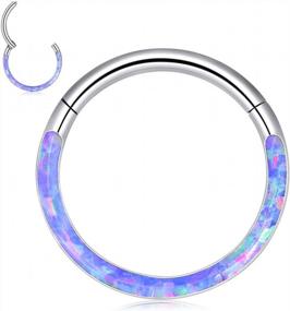 img 4 attached to Stylish 16G Hinged Nose Ring Hoop With CZ Opal - Ideal For Helix, Cartilage, Tragus Earrings, And Septum Clicker Ring - Made Of 316L Surgical Steel - Available In 8Mm And 10Mm