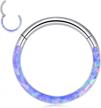stylish 16g hinged nose ring hoop with cz opal - ideal for helix, cartilage, tragus earrings, and septum clicker ring - made of 316l surgical steel - available in 8mm and 10mm logo