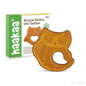 img 4 attached to 🦉 Крепежная игрушка для зубов Haakaa Owl: 100% натуральный резиновый успокаивающий зубной игрушка для младенцев и малышей - мягкое жевание для детей от 3 месяцев+