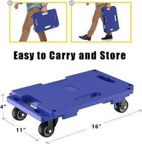 img 3 attached to 440 LBS Capacity SOLEJAZZ Moving Furniture Dolly - Heavy Duty 4 Wheel Cart For Piano & Other Heavy Furniture, Blue, 1 Pack