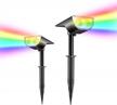 linkind solar landscape spotlights with color changing rgb, ip67 waterproof multicolored security lights for garden, pathway, patio, gate, fence, solar powered outdoor lighting, 2-pack logo