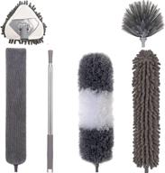 🧹 tonmp 5 pcs extension duster kit: 30-100 inches pole, reusable bendable washable dusters for cleaning ceiling fan & furniture logo