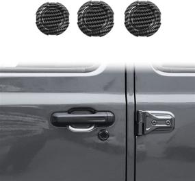 img 4 attached to 🔑 Hoolcar Carbon Fiber Exterior Door Key Jack Trim Cover Door Lock Cover for 2018-2021 Jeep Wrangler JL JLU & Gladiator JT