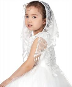 img 1 attached to Charming Lace Triangle Veils For Girls' First Communion, Catholic Baptism & Latin Mass