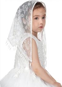 img 4 attached to Charming Lace Triangle Veils For Girls' First Communion, Catholic Baptism & Latin Mass