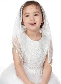 img 3 attached to Charming Lace Triangle Veils For Girls' First Communion, Catholic Baptism & Latin Mass
