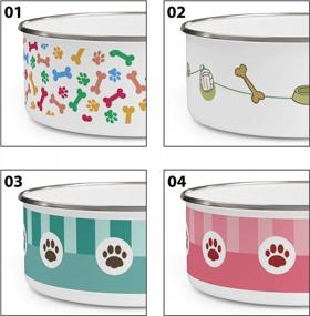 img 3 attached to Эмалированная миска для собак из нержавеющей стали с крышкой и противоскользящей подложкой - Персонализированная миска для домашних животных на 20 унций для еды или воды - Настройте с именем вашей собаки