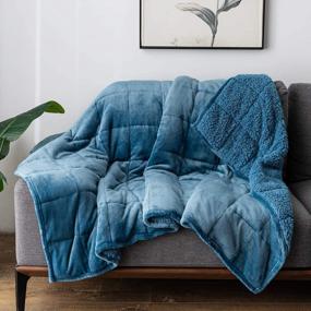 img 1 attached to Wemore Sherpa Fleece Weighted Blanket For Adult, 15 Lbs Dual Sided Cozy Fluffy Heavy Blanket, Ultra Fuzzy Throw Blanket With Soft Plush Flannel Top, 48 X 72 Inches, Slate Blue On Both Sides