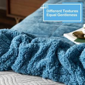 img 3 attached to Wemore Sherpa Fleece Weighted Blanket For Adult, 15 Lbs Dual Sided Cozy Fluffy Heavy Blanket, Ultra Fuzzy Throw Blanket With Soft Plush Flannel Top, 48 X 72 Inches, Slate Blue On Both Sides