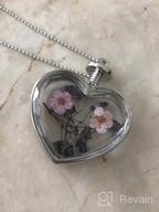 img 1 attached to Dried Pressed Purple Flower Necklace | Heart & Round Glass Pendant | Women's & Girl's Fashion Necklace review by Shelly Rozendaal