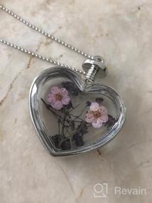 img 7 attached to Dried Pressed Purple Flower Necklace | Heart & Round Glass Pendant | Women's & Girl's Fashion Necklace
