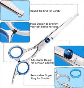img 2 attached to Pet Grooming Scissors Set With Rounded Safety Tips - 2 Pack Of Curved And Straight Shears For Dogs And Cats - Ideal For Elfirly Dog Grooming