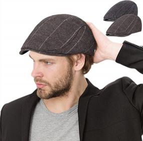 img 3 attached to Enhance Your Style Statement With 2 Classic Herringbone Tweed Newsboy Hats For Men - Grab The Chic Wool Blend Flat Cap And Ivy Cabbie Driving Hat Now!