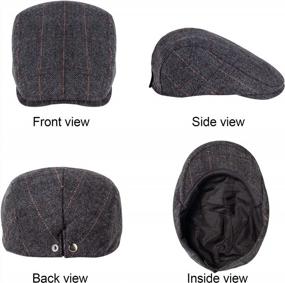 img 1 attached to Enhance Your Style Statement With 2 Classic Herringbone Tweed Newsboy Hats For Men - Grab The Chic Wool Blend Flat Cap And Ivy Cabbie Driving Hat Now!
