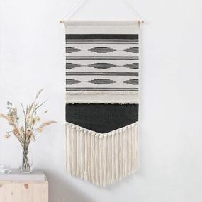 img 4 attached to Boho Chic Grey Macrame Wall Hanging For Trendy Room Decor