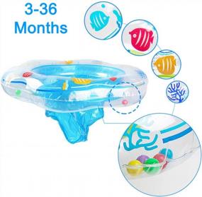 img 3 attached to Плавательный круг для малышей JCREN с игровыми центрами, надувной плавательный круг для активного времяпрепровождения в бассейне, безопасное кресло для купания с двойными надувными кольцами, голубой ПВХ для младенцев.