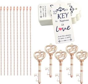 img 2 attached to Makhry 52Pcs Vintage Skeleton Key Bottle Opener With Love Heart Escort Thank You Tags And Keychain As Wedding Favor For Wedding Guest Wedding Decor (Rose Gold)