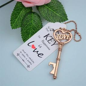 img 1 attached to Makhry 52Pcs Vintage Skeleton Key Bottle Opener With Love Heart Escort Thank You Tags And Keychain As Wedding Favor For Wedding Guest Wedding Decor (Rose Gold)