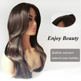 img 2 attached to Stunning Natural Straight Brown Wig For Women - Auflaund Side Part Long Hair Wigs With Natural Waves. Heat Resistant Fiber Wig For Daily Use, Up To 150 Degree. HST33#/30# Shade.