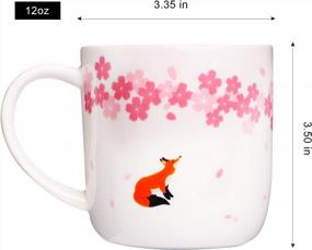 img 3 attached to Поднимите свой кофе с Teagas Элегантная розовая керамическая кружка Cherry Blossom Fox - идеальный подарок для ваших близких!