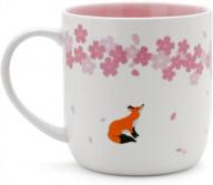 elevate your coffee time with teagas elegant pink cherry blossom fox ceramic mug - perfect gift for your loved ones! logo