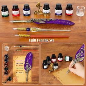 img 3 attached to Purple Feather Pen Set With Calligraphy Quill, Ink, Wax Seal Stamp And Gift Box - Perfect For Birthday, Christmas And Holiday Gifts, Ideal For Writing And Designing