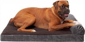 img 4 attached to Furhaven Large Memory Foam Dog Bed Quilted Fleece & Suede Print Chaise W/ Removable Washable Cover - Espresso, Large