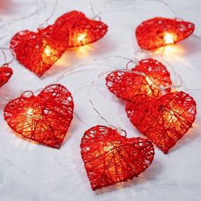 img 2 attached to West Ivory - 5.5 Ft 10 LEDs Red Heart Shaped Fairy String Lights W/Metal Covered - Battery Operated, Indoor & Outdoor, Party, Halloween, Valentine, Wedding And Holiday Decorations - Warm White