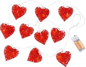 img 3 attached to West Ivory - 5.5 Ft 10 LEDs Red Heart Shaped Fairy String Lights W/Metal Covered - Battery Operated, Indoor & Outdoor, Party, Halloween, Valentine, Wedding And Holiday Decorations - Warm White
