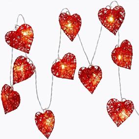 img 4 attached to West Ivory - 5.5 Ft 10 LEDs Red Heart Shaped Fairy String Lights W/Metal Covered - Battery Operated, Indoor & Outdoor, Party, Halloween, Valentine, Wedding And Holiday Decorations - Warm White