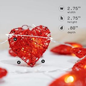 img 1 attached to West Ivory - 5.5 Ft 10 LEDs Red Heart Shaped Fairy String Lights W/Metal Covered - Battery Operated, Indoor & Outdoor, Party, Halloween, Valentine, Wedding And Holiday Decorations - Warm White