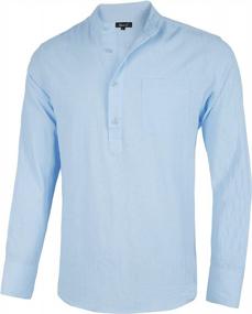 img 3 attached to Мужская хлопковая рубашка Henley с длинным рукавом на пуговицах, пляжный отдых, повседневная одежда