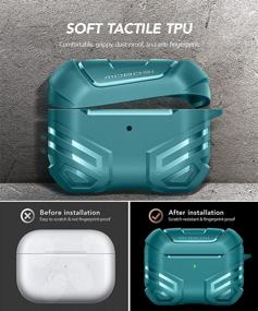 img 2 attached to Protect Your AirPods Pro With MOBOSI Vanguard Armor Series Military Case - Turquoise [Front LED Visible]