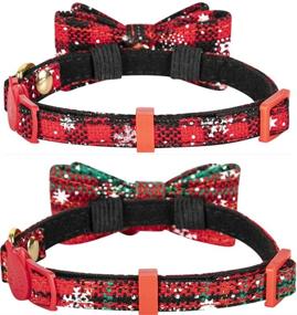 img 1 attached to 🎅 Christmas Bow Tie Collar with Bell for Small Dogs and Cats - Breakaway Design