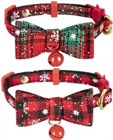 img 4 attached to 🎅 Christmas Bow Tie Collar with Bell for Small Dogs and Cats - Breakaway Design