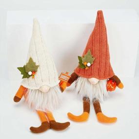 img 3 attached to Fall Gnomes Set Of 2 - Plush Collectible Figurines For Thanksgiving Shelf Decoration, Halloween Swedish Tomte Elf Dwarf Home Ornament Tired Tray Decor Gift